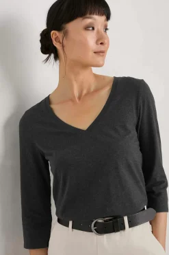 Seasalt Cornwall Alighting 3/4 Sleeve V-Neck Jersey Top<Women Tops