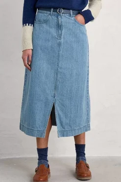 Seasalt Cornwall Bowline Denim Midi Skirt<Women Skirts