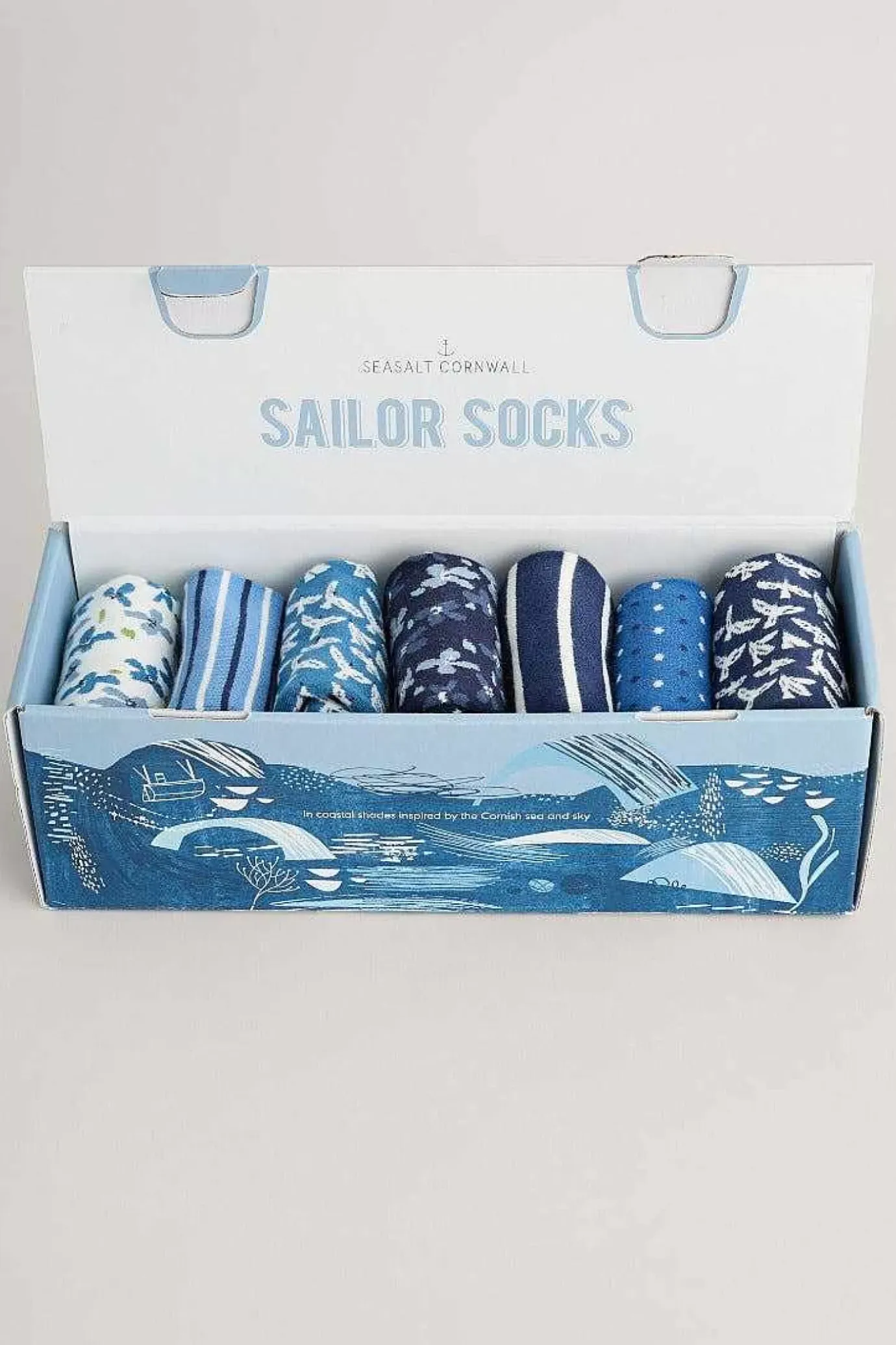 Seasalt Cornwall Box Of 7 Women's Blueprint Socks<Women Socks & Tights
