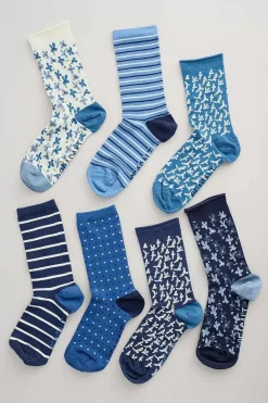 Seasalt Cornwall Box Of 7 Women's Blueprint Socks<Women Socks & Tights
