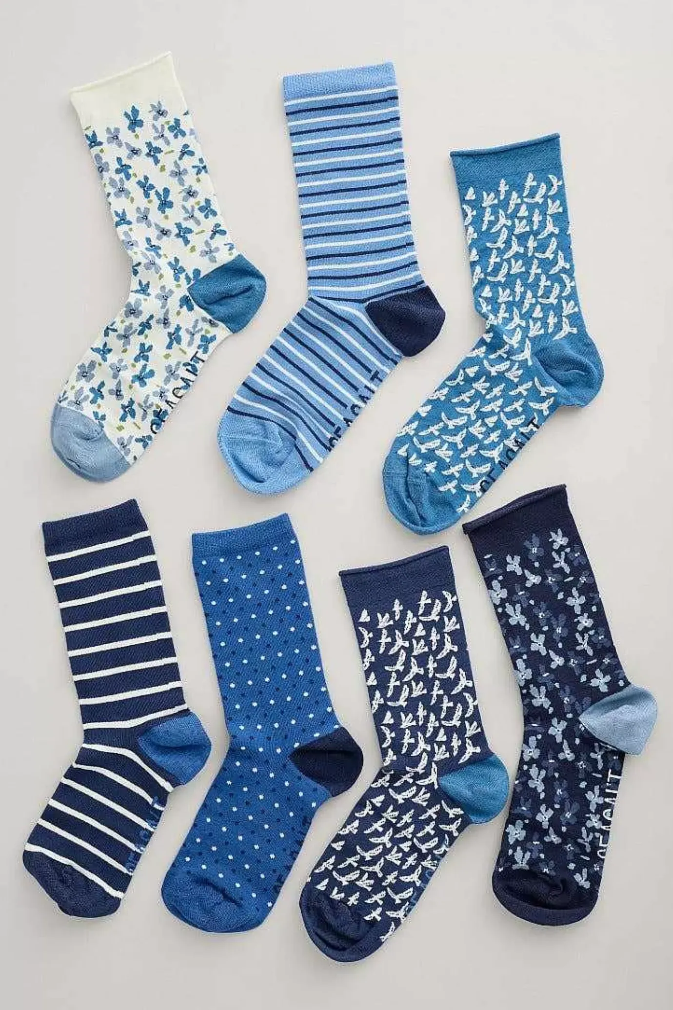 Seasalt Cornwall Box Of 7 Women's Blueprint Socks<Women Socks & Tights