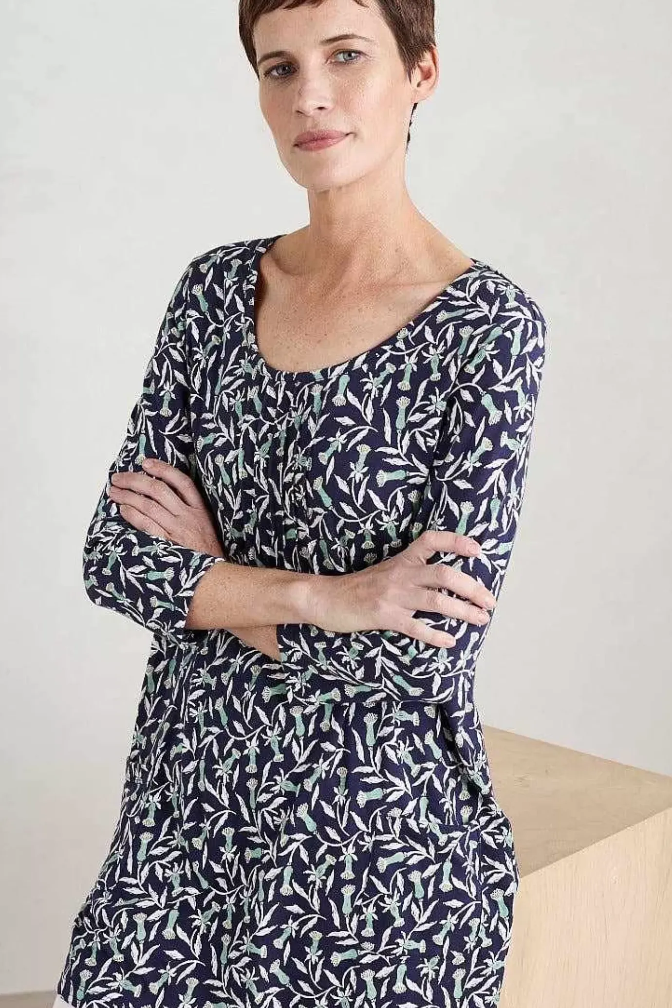 Seasalt Cornwall Busy Lizzy 3/4 Sleeve Slub Jersey Tunic<Women Tunics