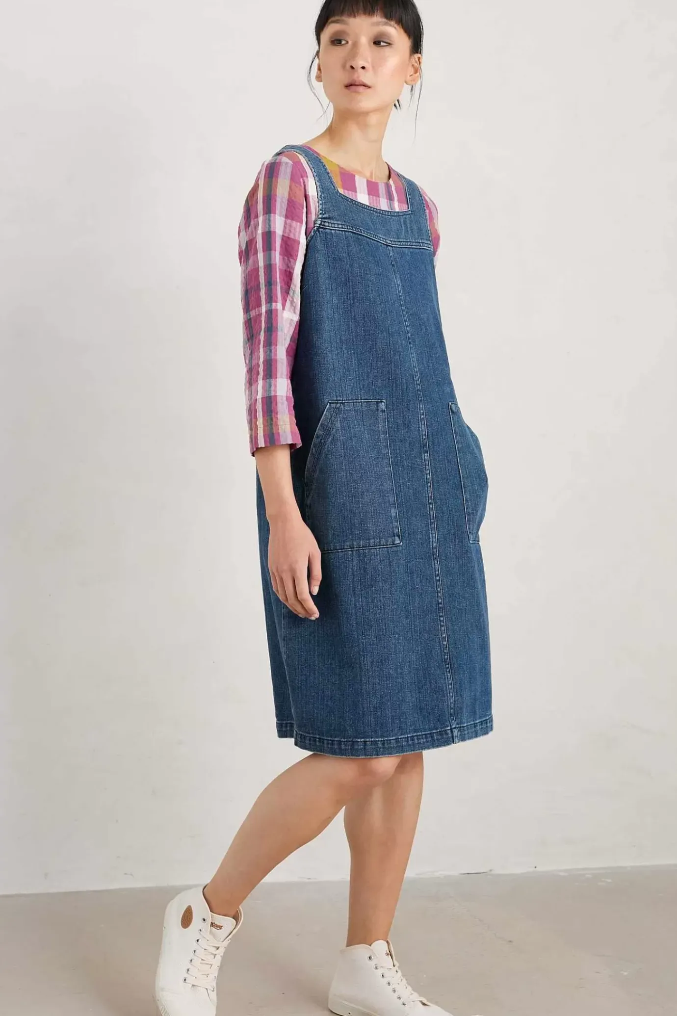Seasalt Cornwall Calican Denim Pinafore Dress<Women Dresses