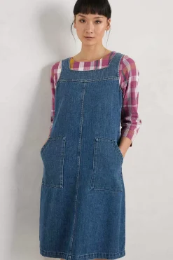 Seasalt Cornwall Calican Denim Pinafore Dress<Women Dresses