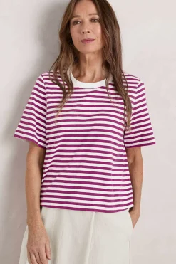 Seasalt Cornwall Copseland Striped Organic Cotton T-Shirt (Gots)<Women Tops