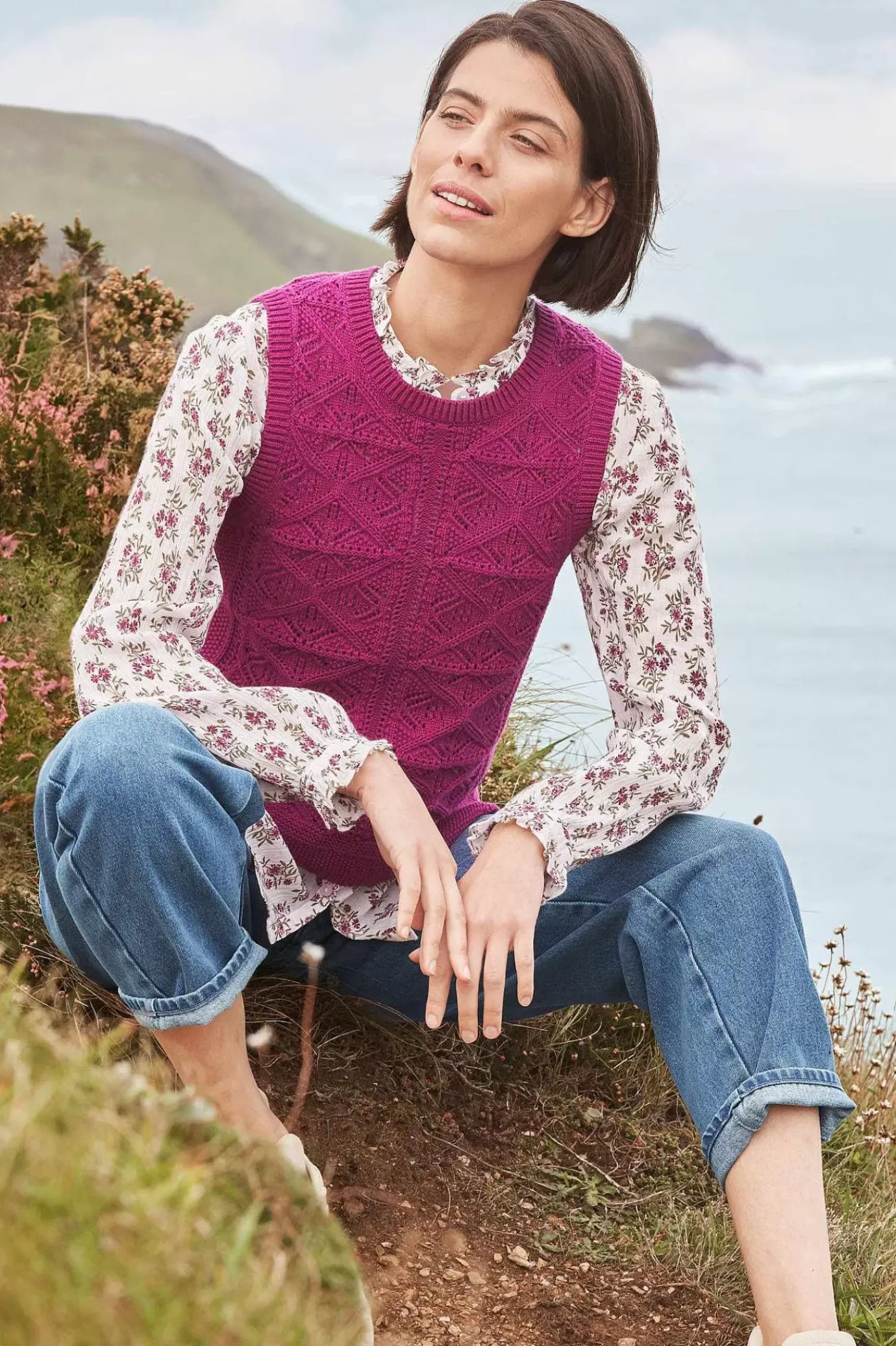 Seasalt Cornwall Doe Path Knitted Vest<Women Knitwear