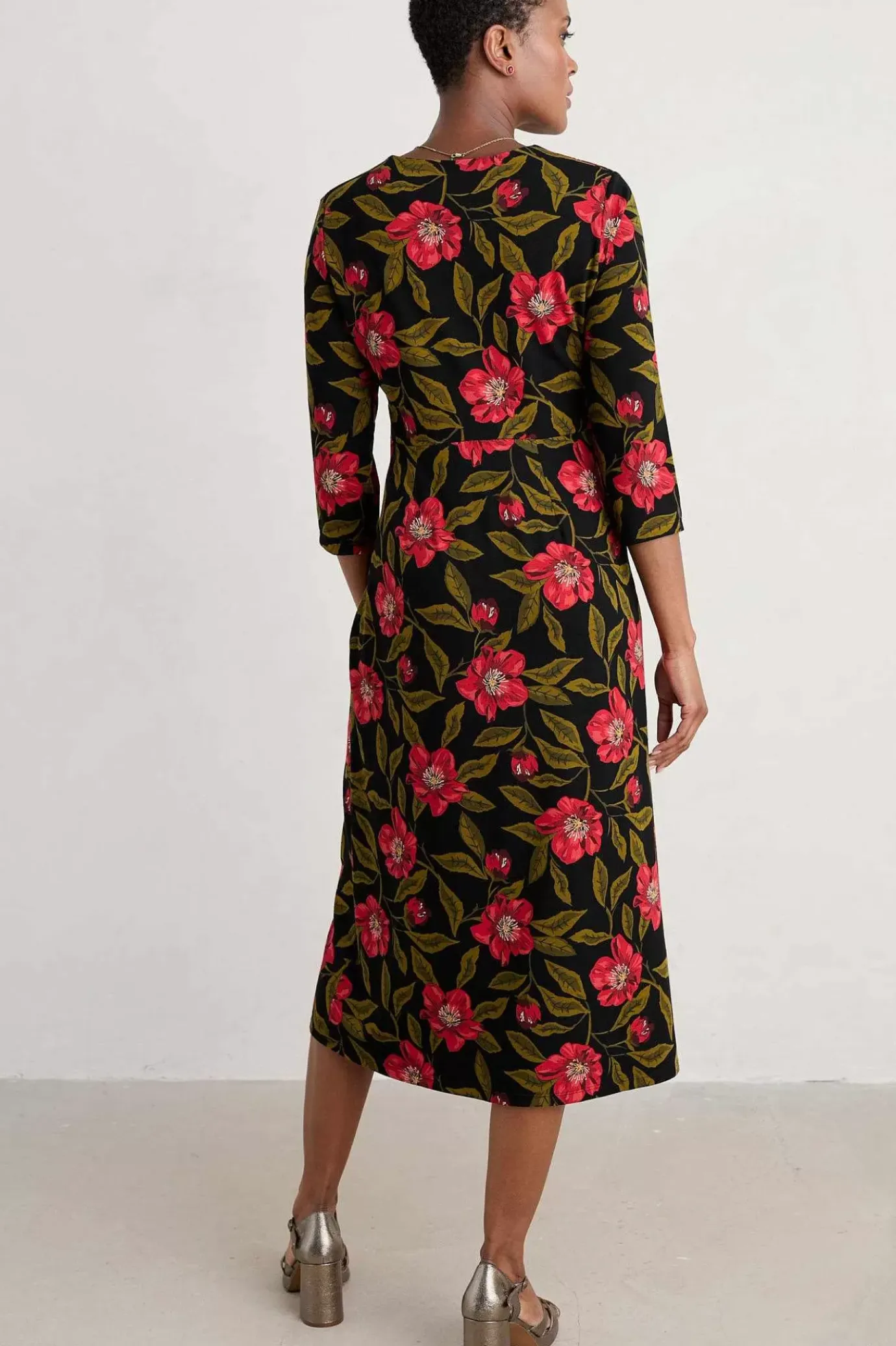 Seasalt Cornwall Flower Bud Jersey V- Neck Midi Dress<Women Dresses