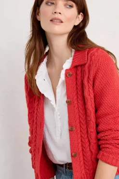 Seasalt Cornwall Forest Ridge Cable Knit Collared Cardigan<Women Knitwear
