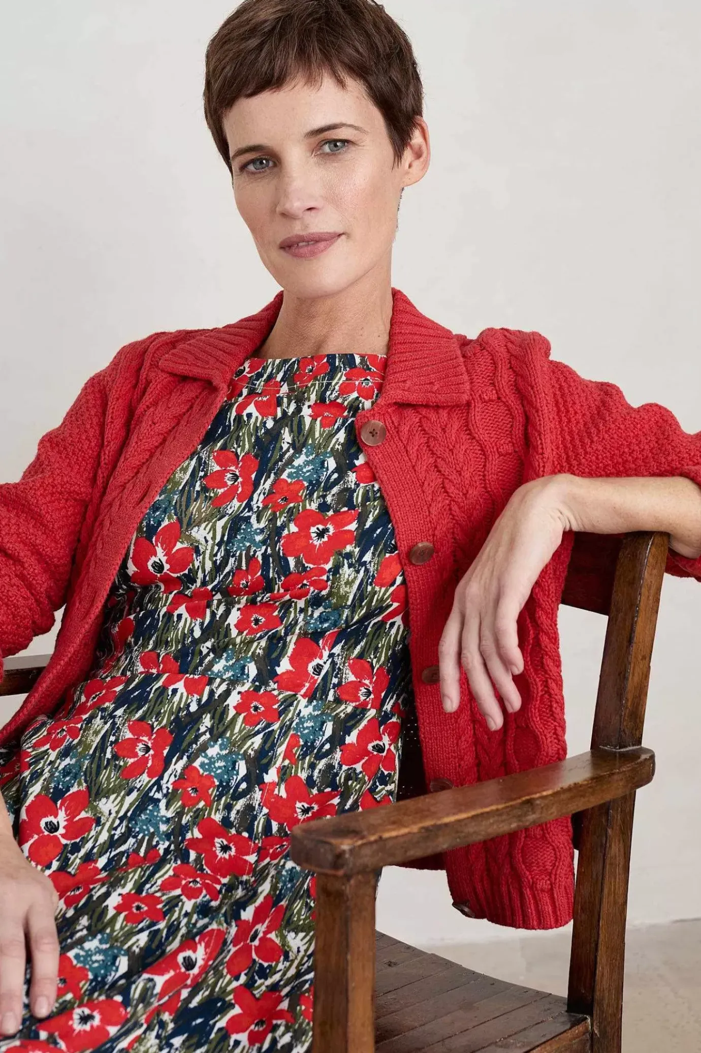 Seasalt Cornwall Forest Ridge Cable Knit Collared Cardigan<Women Knitwear