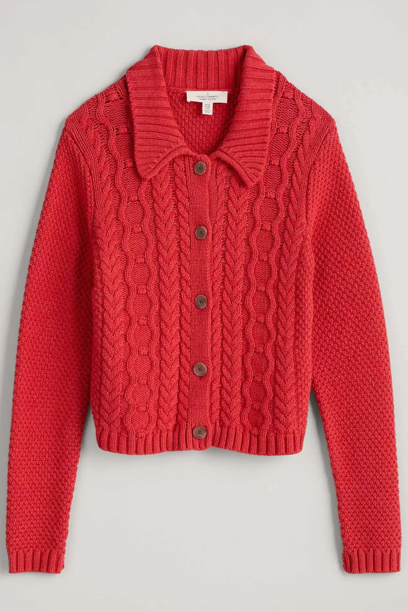 Seasalt Cornwall Forest Ridge Cable Knit Collared Cardigan<Women Knitwear