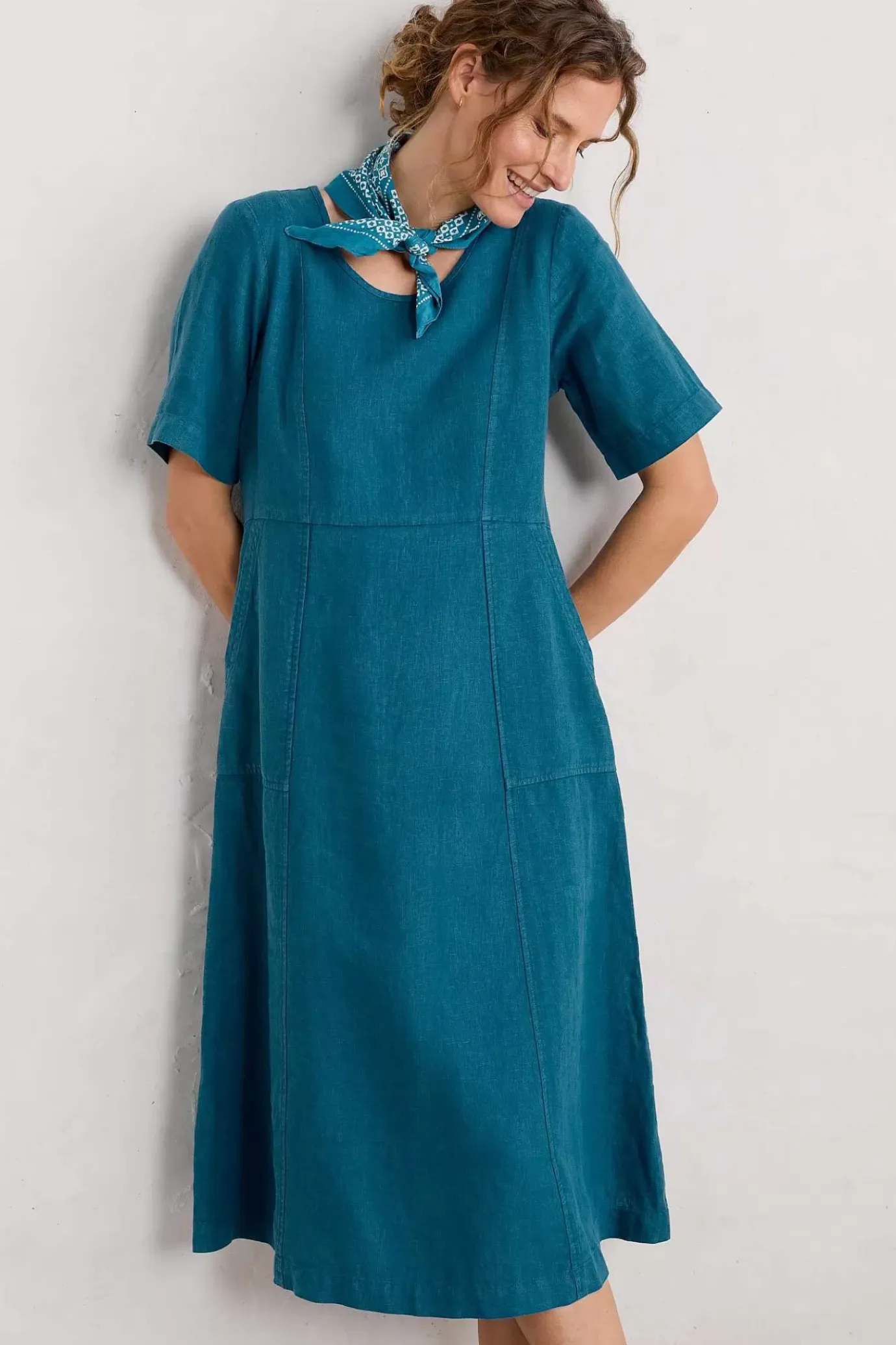 Seasalt Cornwall Grass Wave Linen Midi Dress<Women Dresses