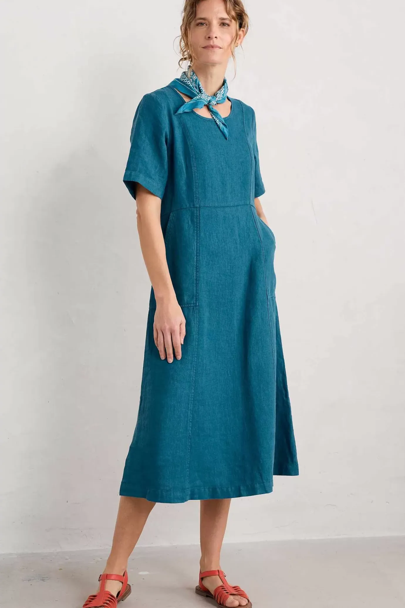 Seasalt Cornwall Grass Wave Linen Midi Dress<Women Dresses