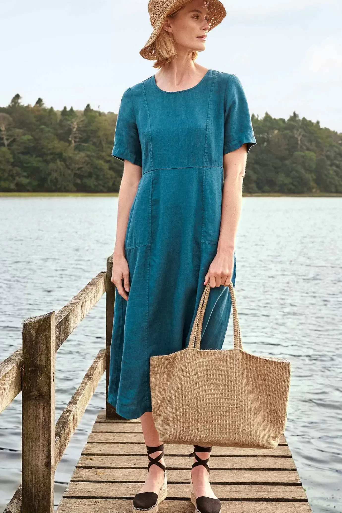 Seasalt Cornwall Grass Wave Linen Midi Dress<Women Dresses