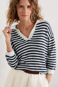 Seasalt Cornwall Gwynver Lightweight V-Neck Collared Jumper<Women Knitwear