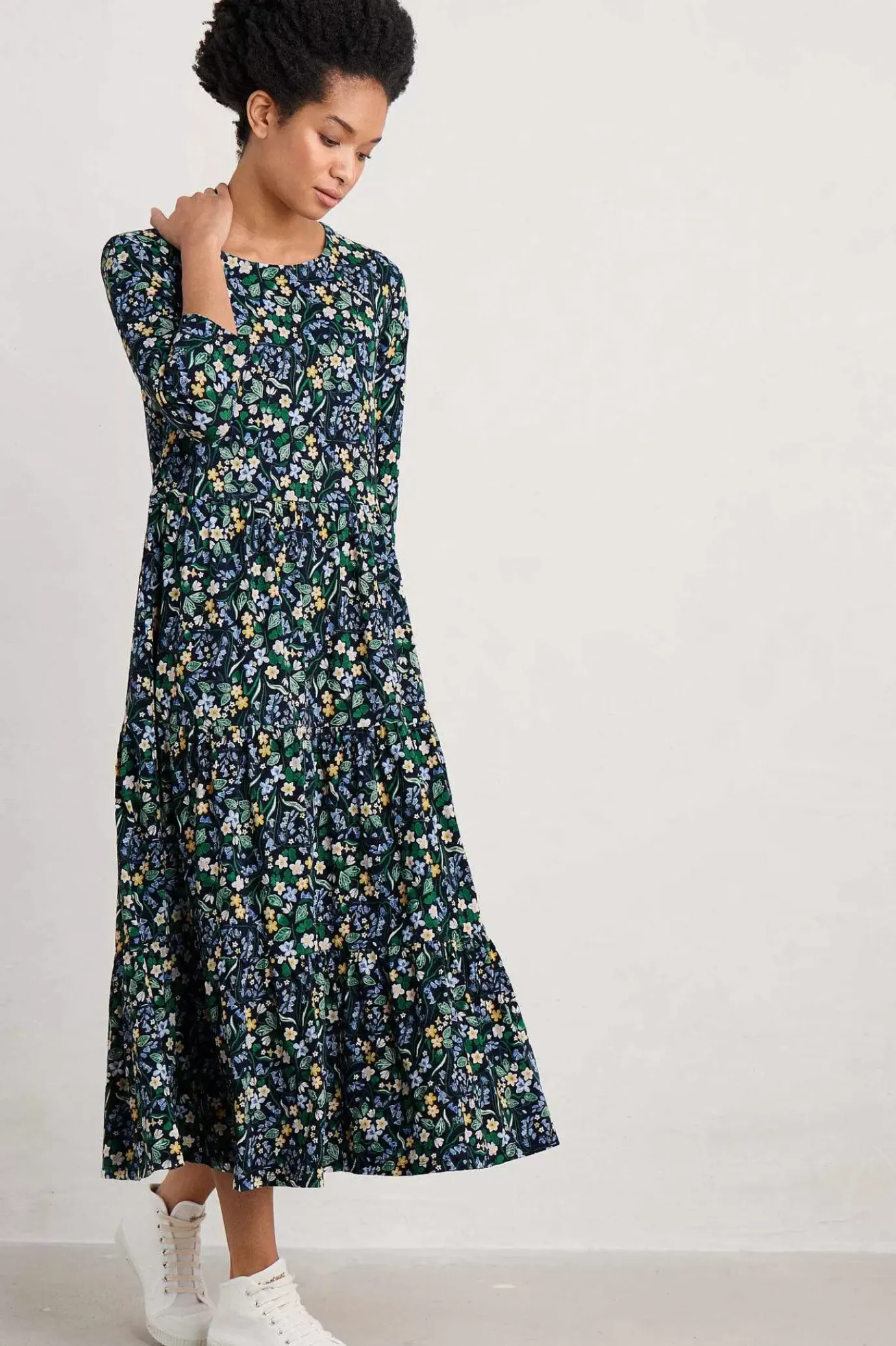 Seasalt Cornwall Line Strokes Tiered Jersey Dress (Gots)<Women Dresses