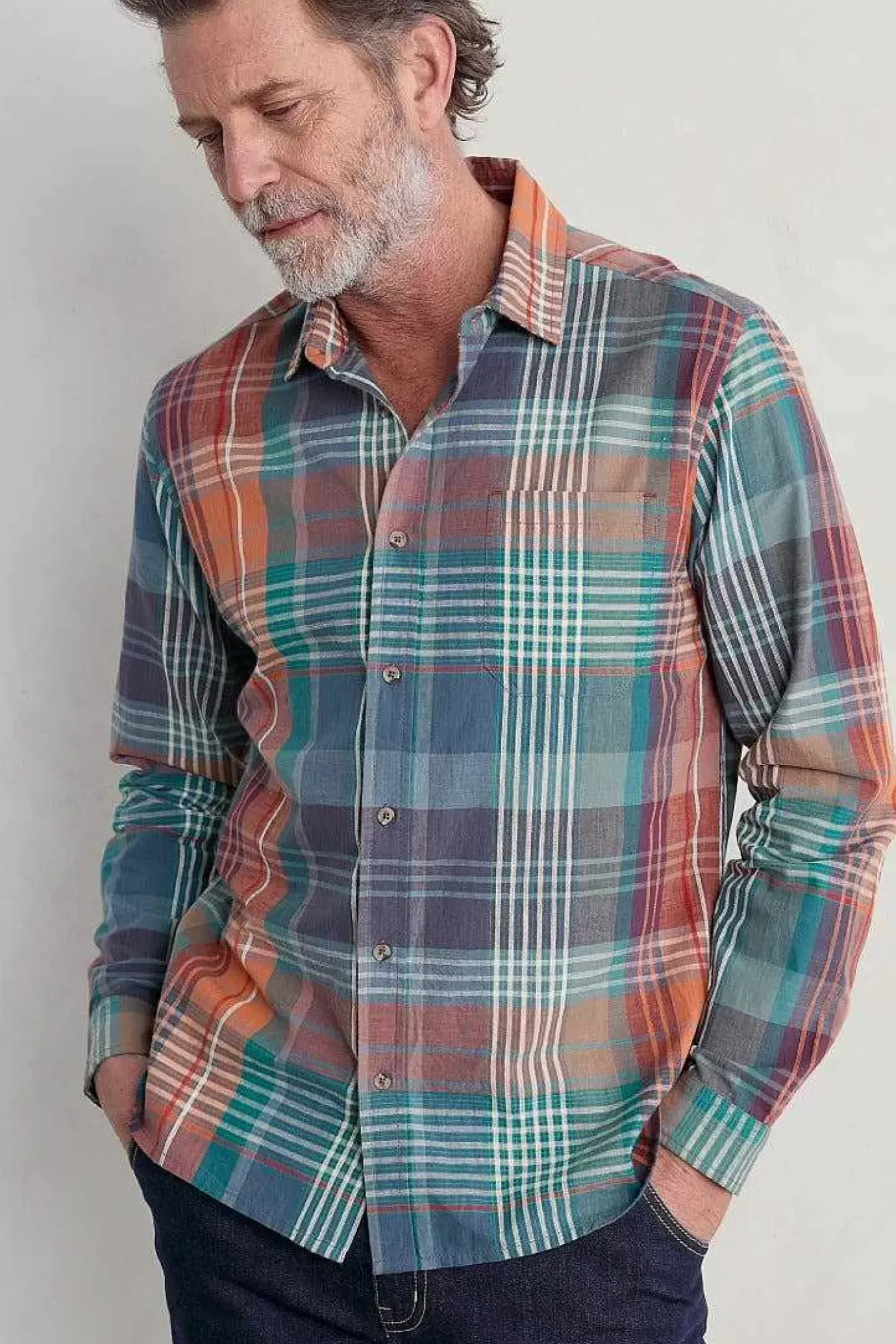 Seasalt Cornwall Men's Banyan Checked Cotton Shirt<Men Tops & T-Shirts