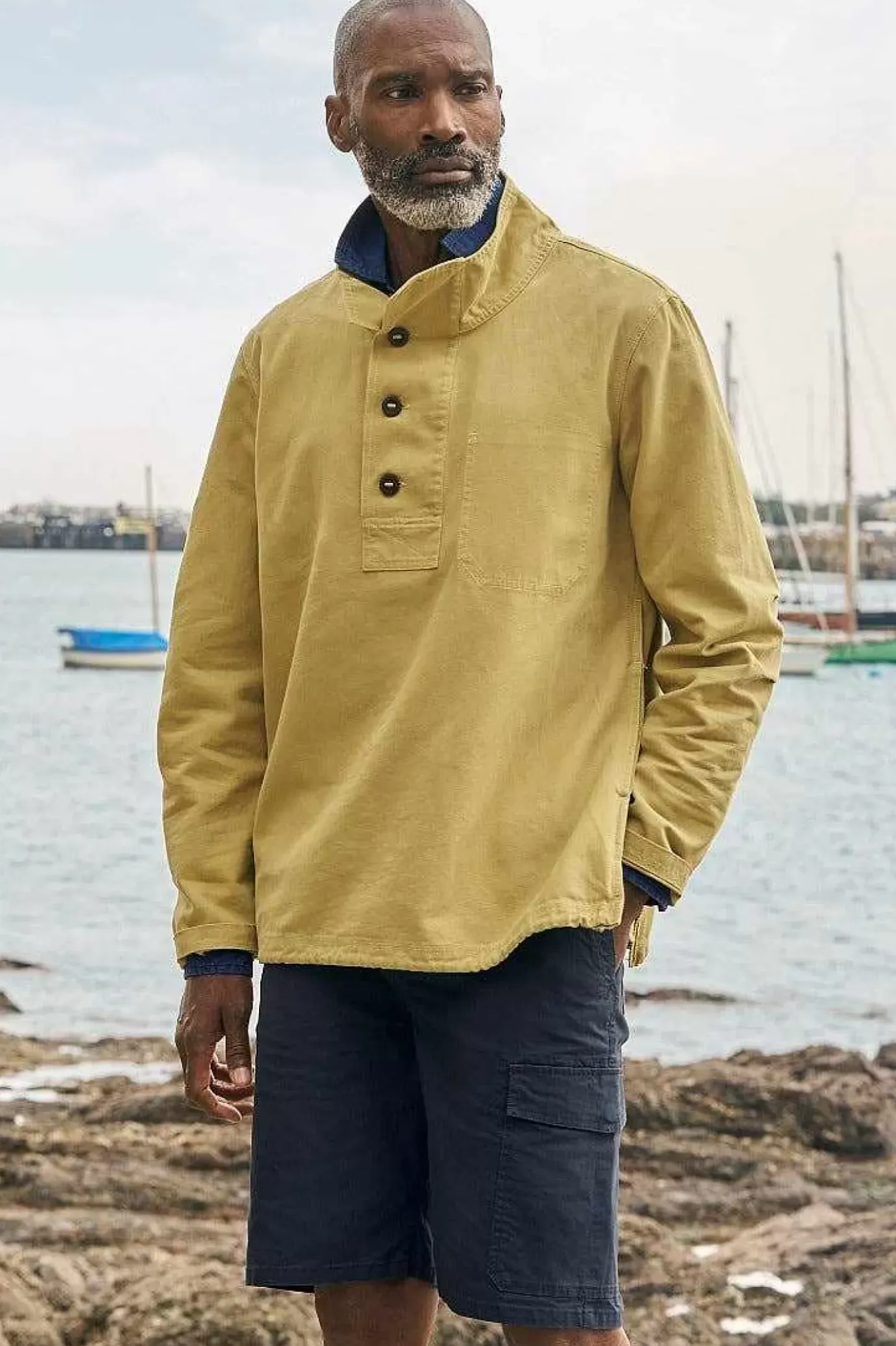 Seasalt Cornwall Men's Clay Stone Organic Cotton Pullover Smock<Men Tops & T-Shirts