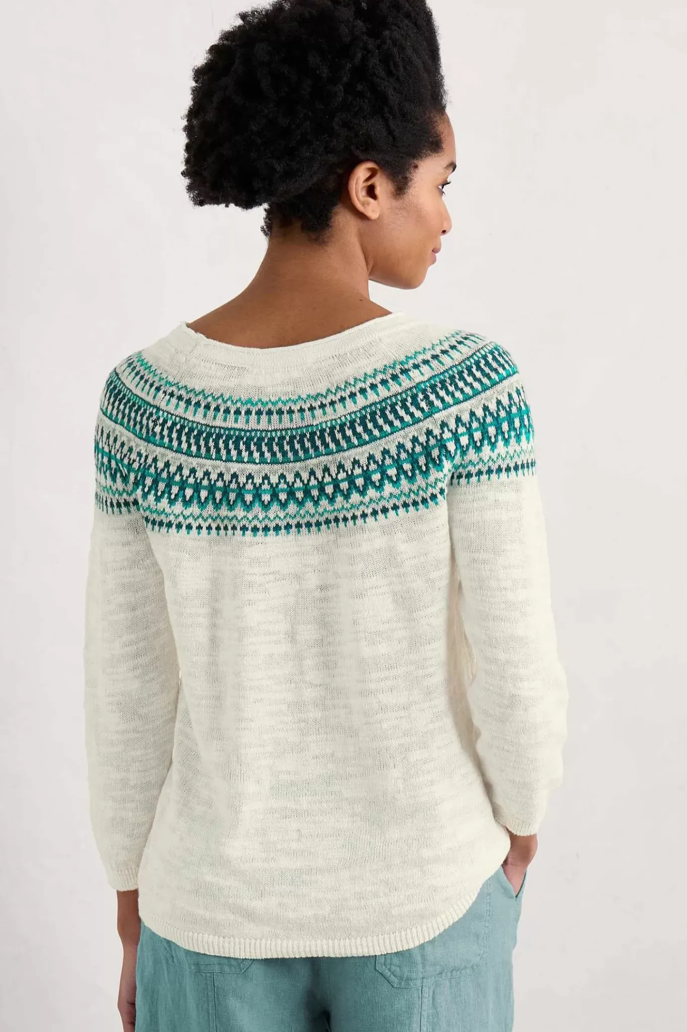 Seasalt Cornwall Penvoose Three Quarter Sleeve Fair Isle Jumper<Women Knitwear