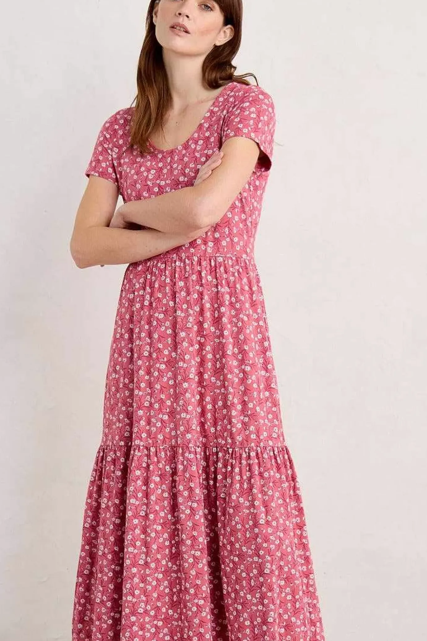 Seasalt Cornwall Tor View Short Sleeve Tiered Jersey Dress<Women Dresses