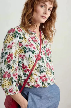 Seasalt Cornwall Willow Path 3/4 Sleeve Printed Shirt<Women Tops